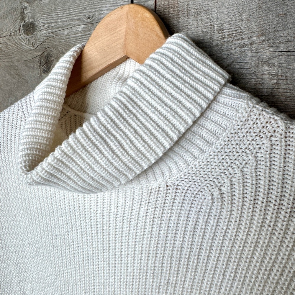 J. Crew Womens Cotton Cashmere Ribbed Turtleneck Sweater S Ivory Relaxed Spring‎ - Picture 4 of 13
